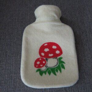 Vintage Fashy Mushroom Cover Design Hot Water Bottle Made In W. Germany